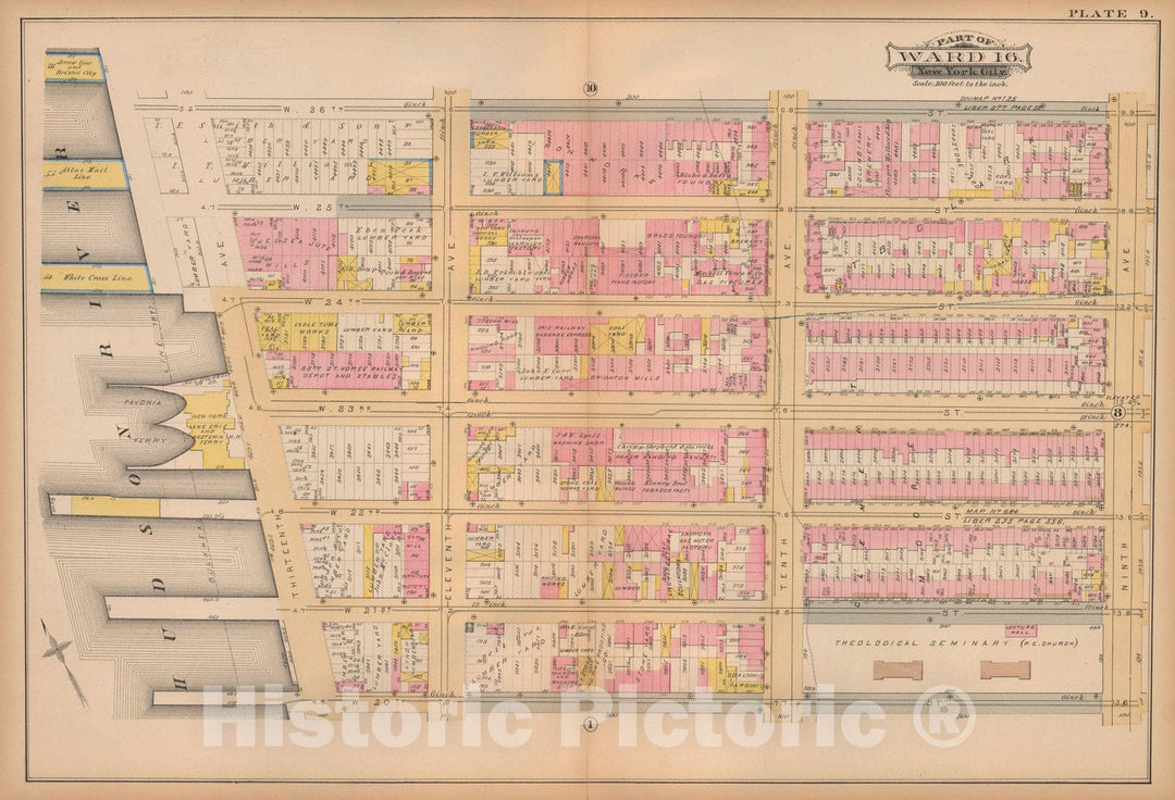 Historic Map : Atlas City of New York, Vol. 3; 16, Manhattan 1883 Plate 009 , Vintage Wall Art