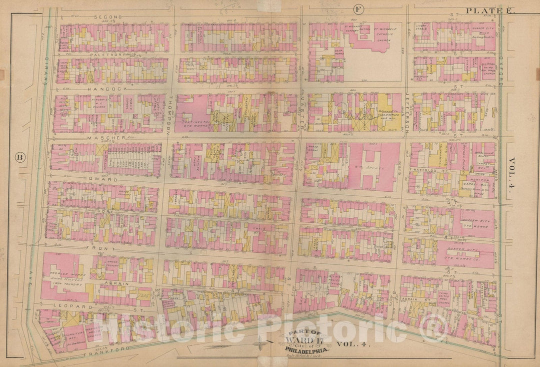 Historic Map : Atlas City of Philadelphia, Vol. 3, Philadelphia 1886 Plate E , Vintage Wall Art