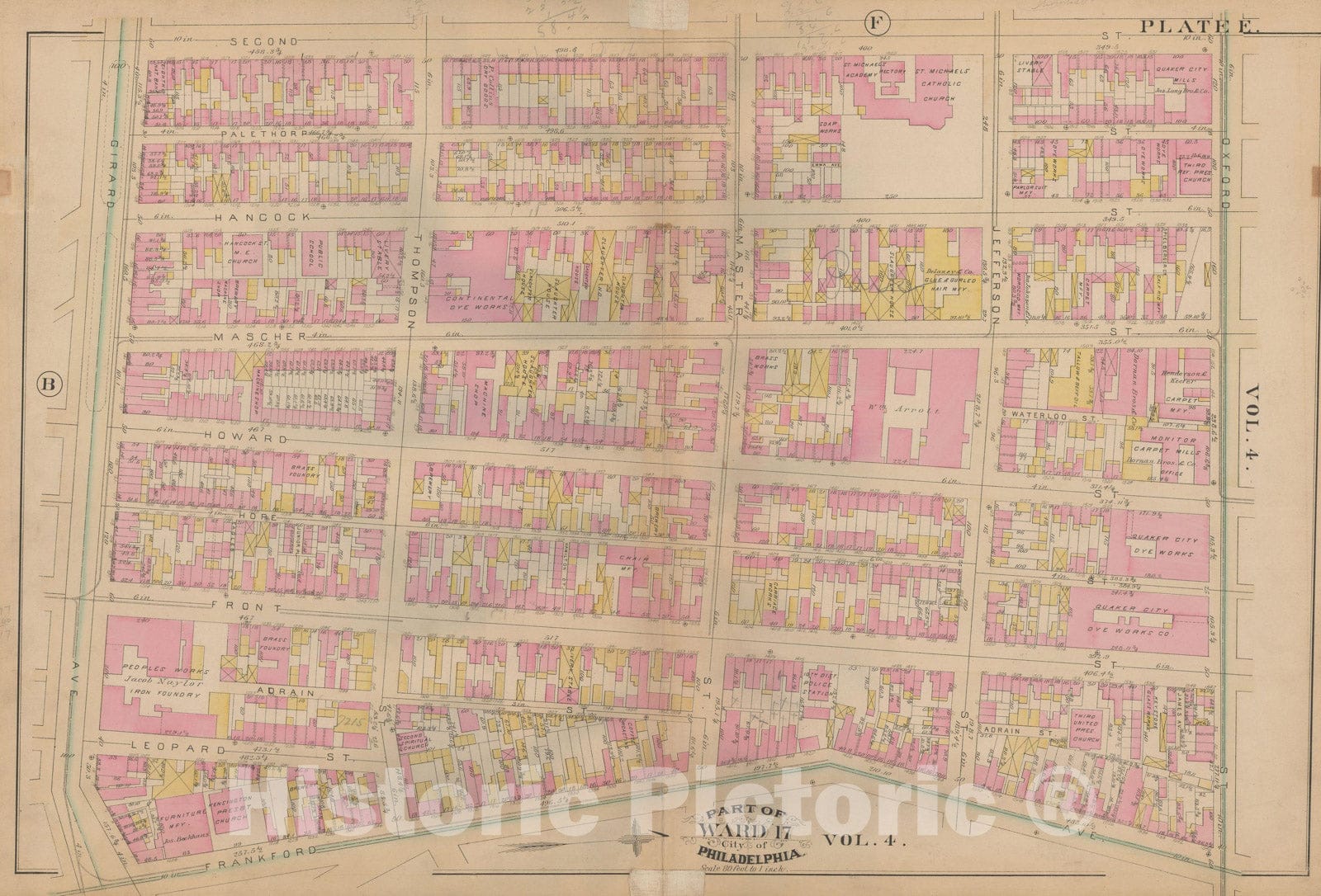 Historic Map : Atlas City of Philadelphia, Vol. 3, Philadelphia 1886 Plate E , Vintage Wall Art