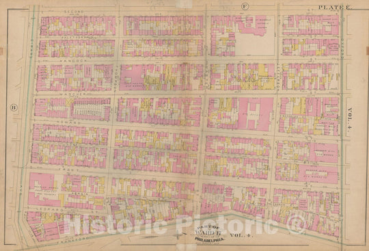 Historic Map : Atlas City of Philadelphia, Vol. 3, Philadelphia 1886 Plate E , Vintage Wall Art