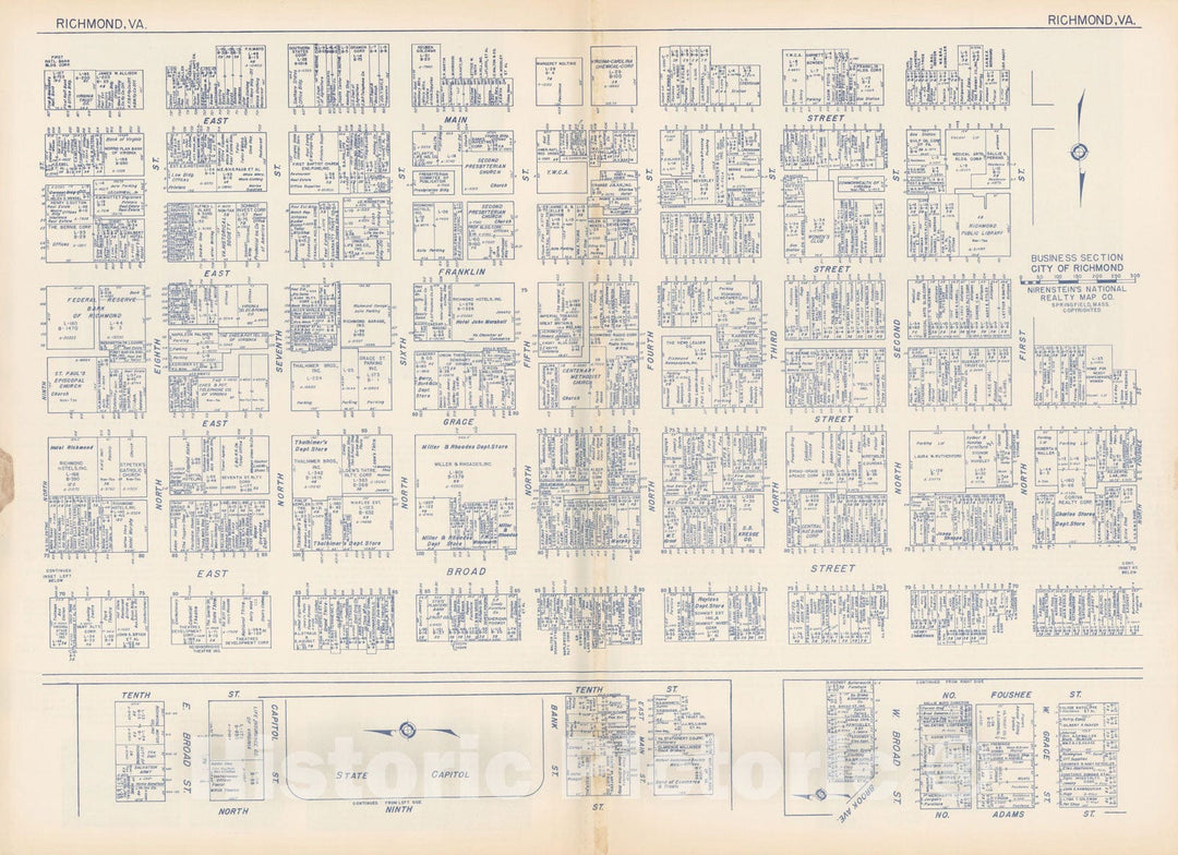 Historic Map : States of PA, VA & WV, Richmond 1950 , Nirenstein's Real Estate Atlas , Vintage Wall Art