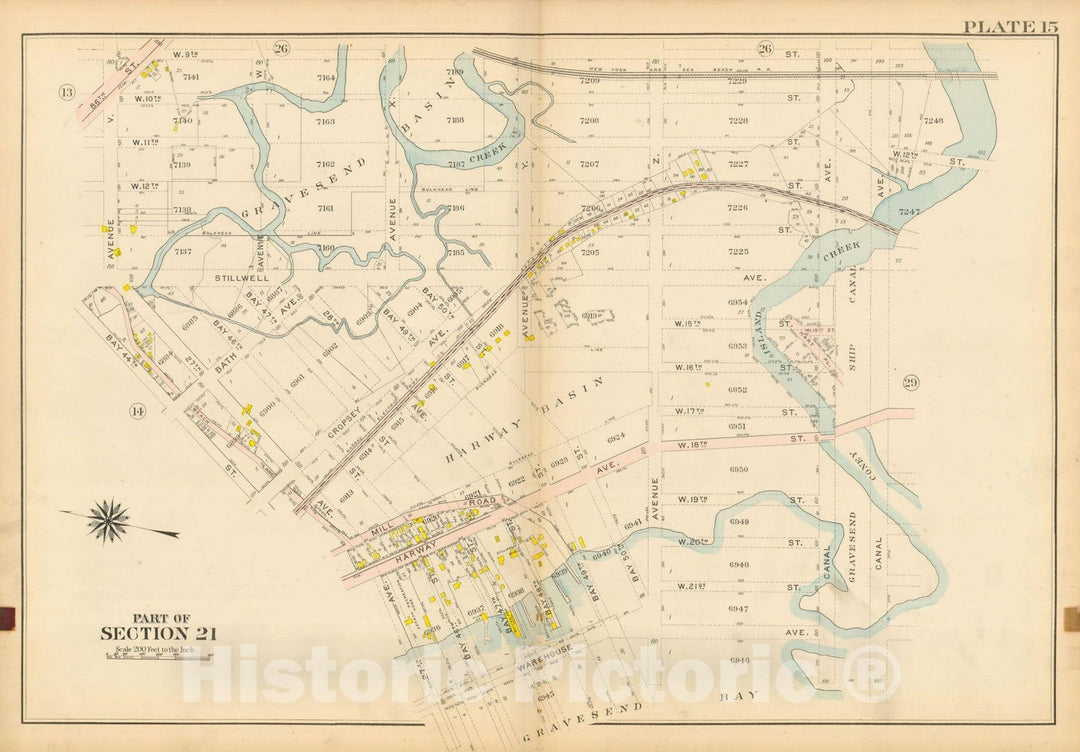 Historic Map : Vol. 2, Brooklyn 1907 Plate 015 , Atlas Borough of Brooklyn , Vintage Wall Art