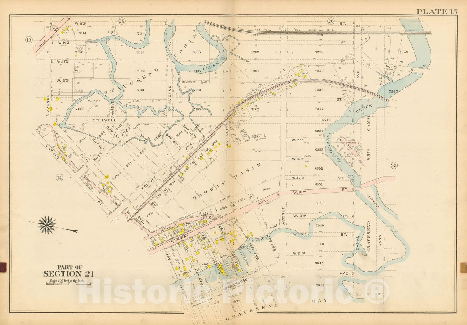 Historic Map : Vol. 2, Brooklyn 1907 Plate 015 , Atlas Borough of Brooklyn , Vintage Wall Art