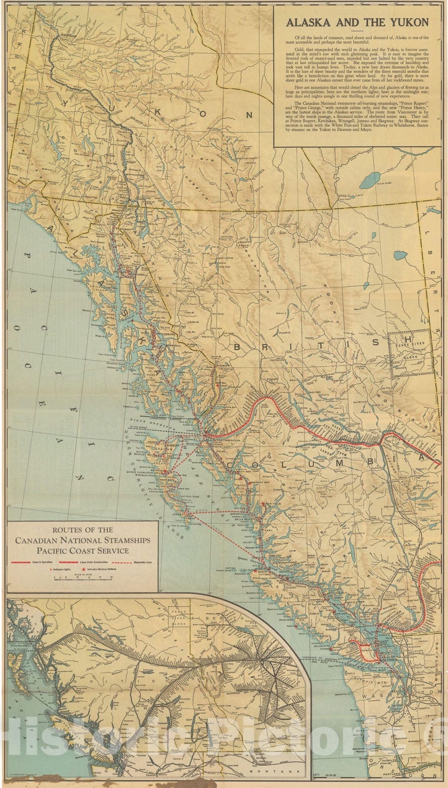 Historic Map : Seattle & Vancouver 1929 Transit Cartography , Vintage Wall Art