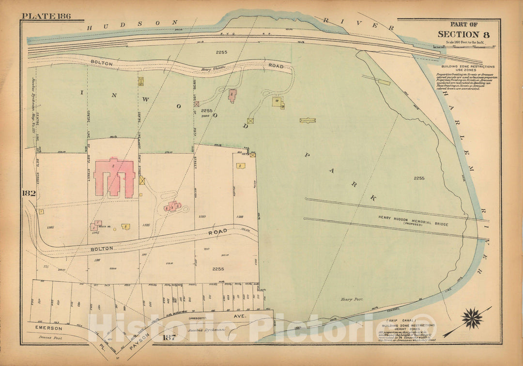 Historic Map : Land Book of the Borough of Manhattan, City of NY, Manhattan 1925 Plate 186 , Vintage Wall Art