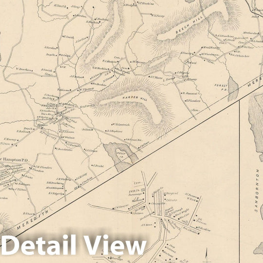 Historic Map : Belmont & New Hampton 1892 , Town and City Atlas State of New Hampshire , Vintage Wall Art