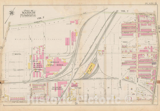 Historic Map : City of Philadelphia, 28th 32nd & 37th Wards, Vol. 6, Second Ed., Philadelphia 1894 Plate 021 , Vintage Wall Art