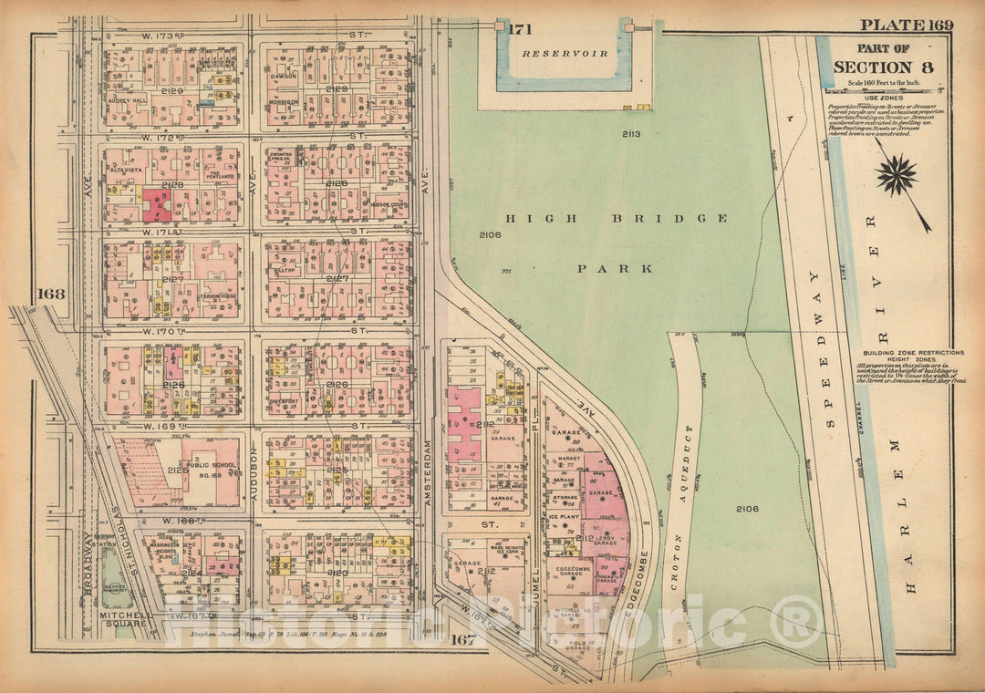 Historic Map : Land Book of the Borough of Manhattan, City of NY, Manhattan 1925 Plate 169 , Vintage Wall Art