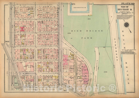 Historic Map : Land Book of the Borough of Manhattan, City of NY, Manhattan 1925 Plate 169 , Vintage Wall Art