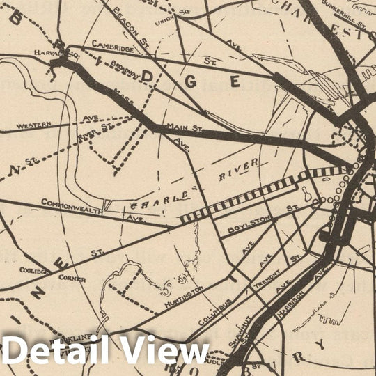 Historic Map : Boston Elevated Railway Co. Informational Maps, Map 8: Authorized Line Extensions 1910 Transit Railroad Catography , Vintage Wall Art