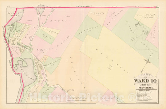 Historic Map : City Atlas of Providence Rhode Island by Wards, Volume III, Providence 1875 Plate V , Vintage Wall Art