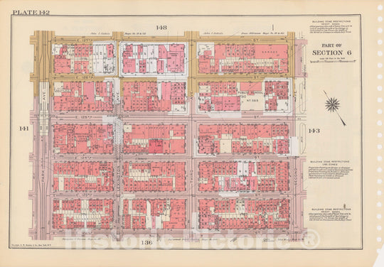 Historic Map : Manhattan Land Book 1955 - Updated Through Nov 7th, New York City 1975 Plate 142 , Vintage Wall Art