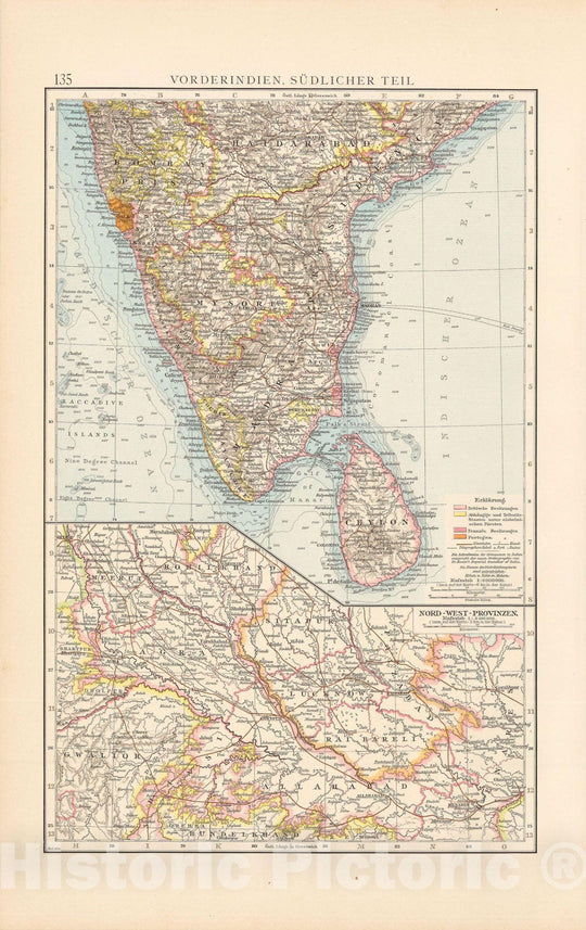 Historic Map : India 1899 , Andrees Allgemeiner Handatlas , Vintage Wall Art