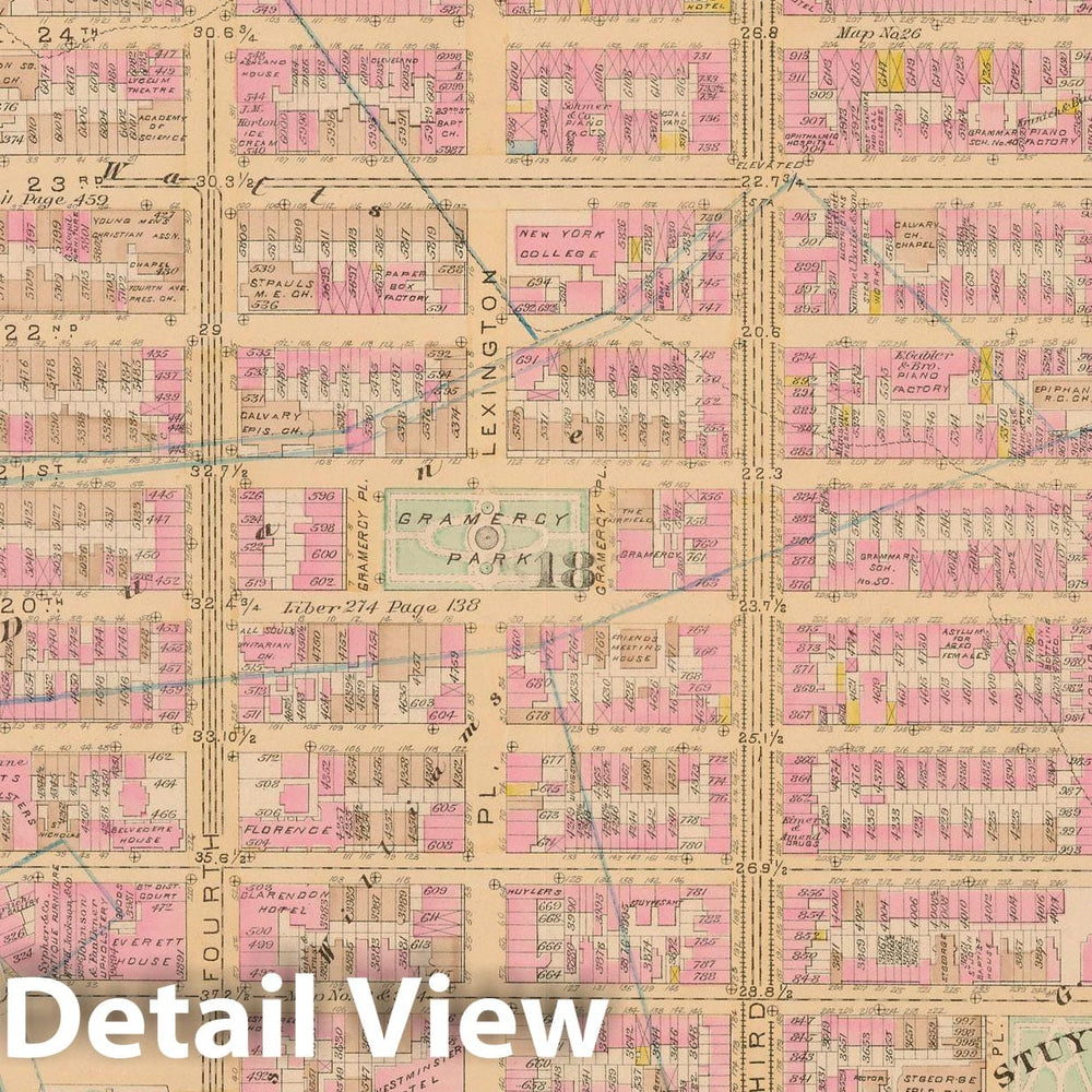 Historic Map : Manhattan & New York City 1885 Plate 012 , Robinson's Atlas City of New York , Vintage Wall Art