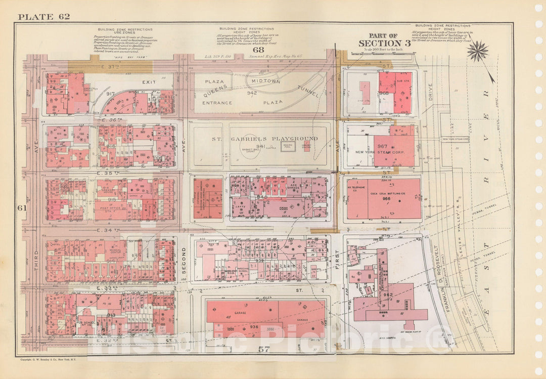 Historic Map : Manhattan Land Book 1955 - Updated Through Nov 7th, New York City 1975 Plate 062 , Vintage Wall Art