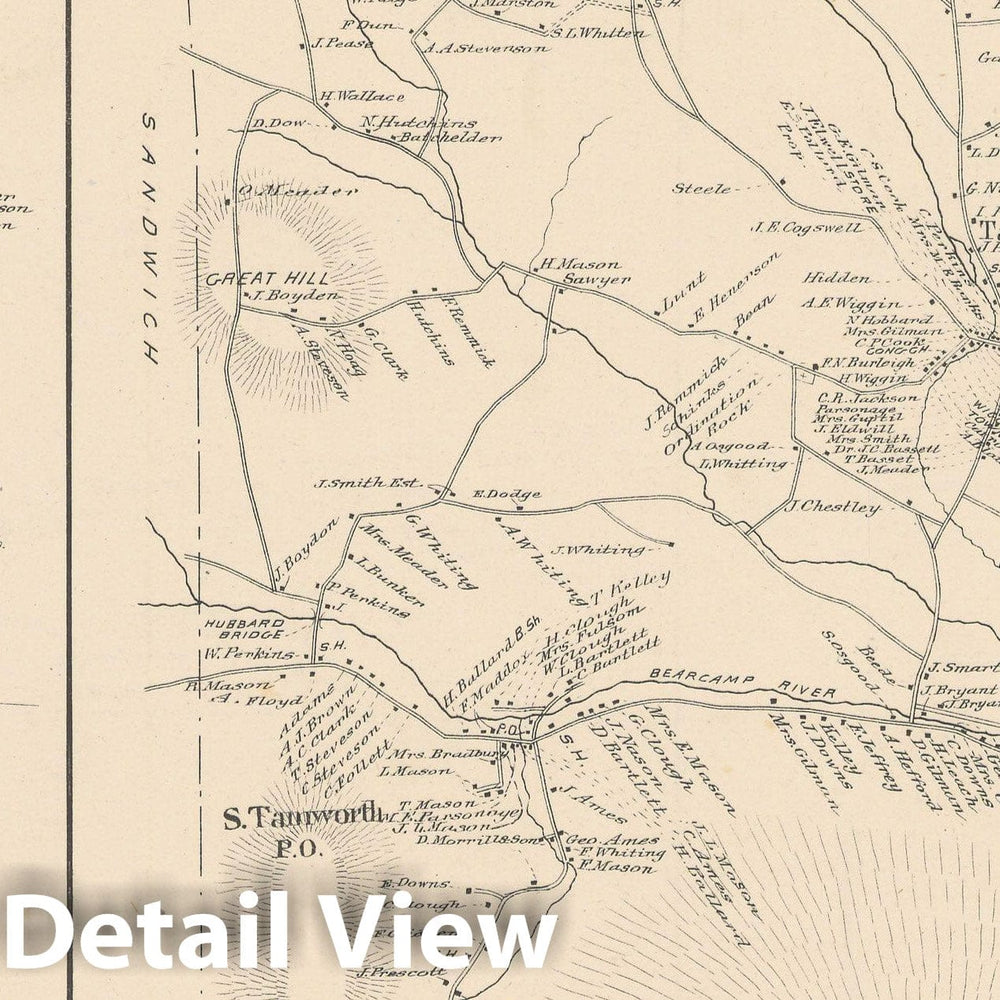 Historic Map : Chatham & Tamworth 1892 , Town and City Atlas State of New Hampshire , Vintage Wall Art