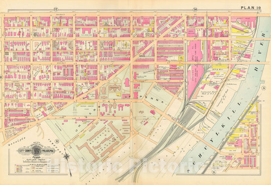 Historic Map : Baist's Property Atlas of Philadelphia, Philadelphia 1895 Plate 010 , Vintage Wall Art