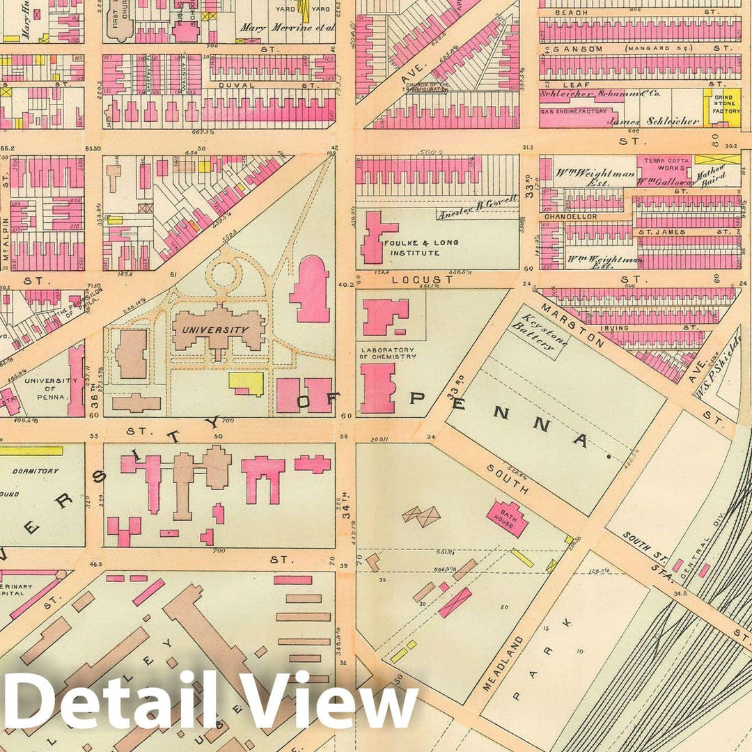 Historic Map : Baist's Property Atlas of Philadelphia, Philadelphia 1895 Plate 010 , Vintage Wall Art