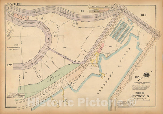 Historic Map : Land Book of the Borough of Manhattan, City of NY, Manhattan 1925 Plate 180 , Vintage Wall Art