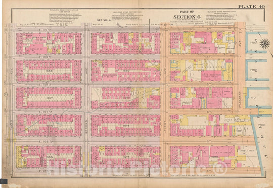 Historic Map : Atlas City of New York, Borough of Manhattan, Volume 3, 59th St to 110th St, Manhattan 1921 Plate 040 , Vintage Wall Art