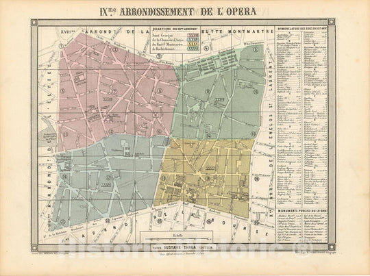 Historic Map : Europe, Paris 1860 9th Arrondissement , Vintage Wall Art