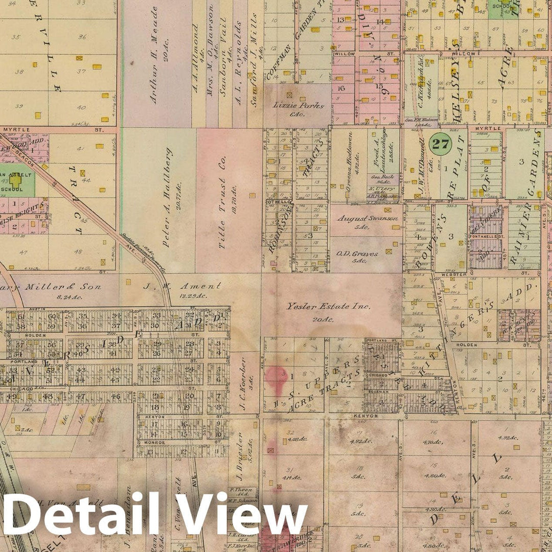 Historic Map : Real Estate Atlas of Surveys of Seattle, Seattle 1912 Plate 031 , Vintage Wall Art