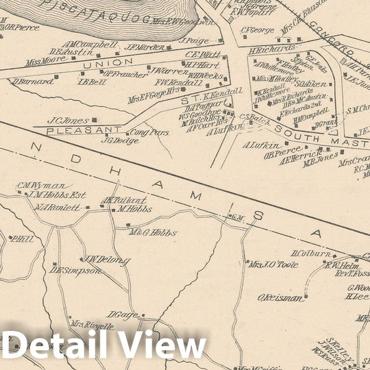 Historic Map : Goffstown & Pelham 1892 , Town and City Atlas State of New Hampshire , Vintage Wall Art