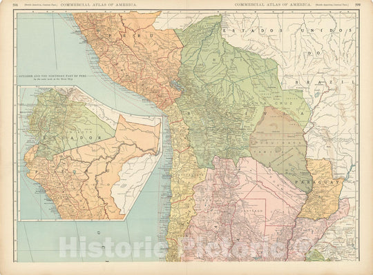 Historic Map : Commercial Atlas of America, 56th Edition, South America 1925 , v4, Vintage Wall Art