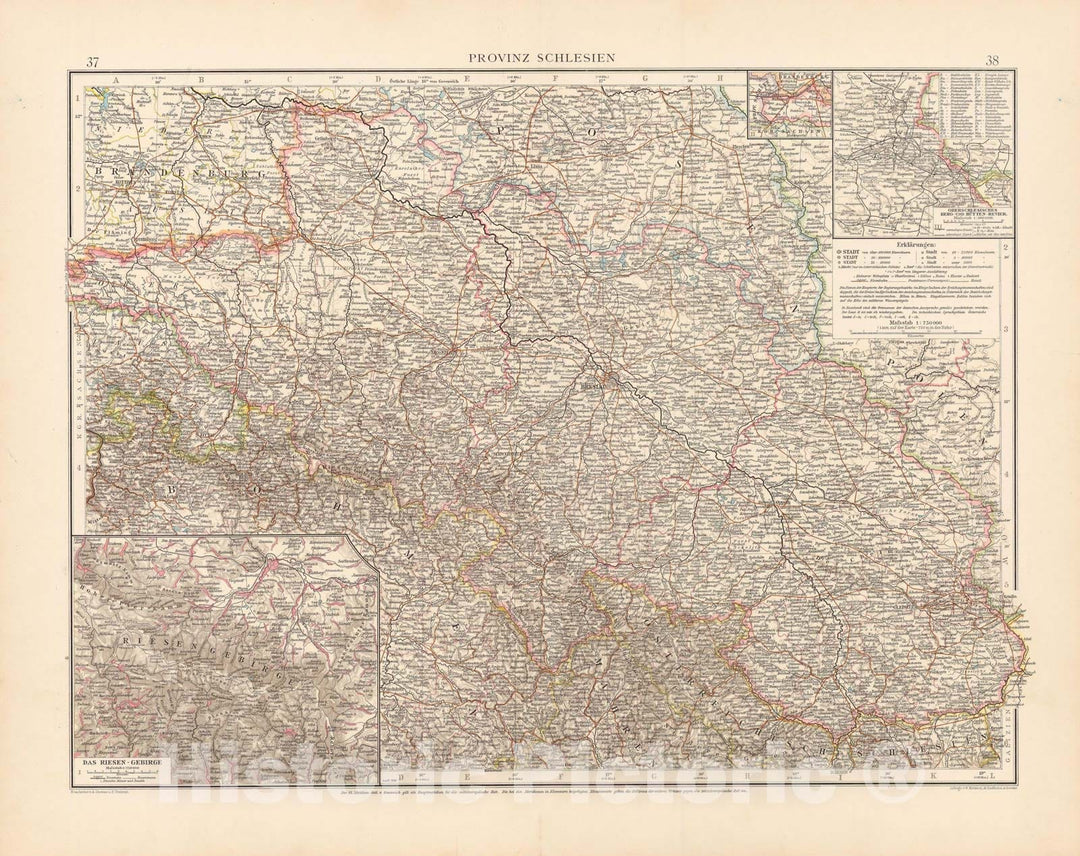 Historic Map : Germany 1899 , Andrees Allgemeiner Handatlas , v7, Vintage Wall Art