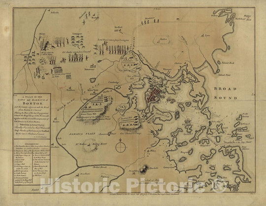 Historic Map : Revolutionary War Maps of Boston and Massachusetts, 1775 , Vintage Wall Art