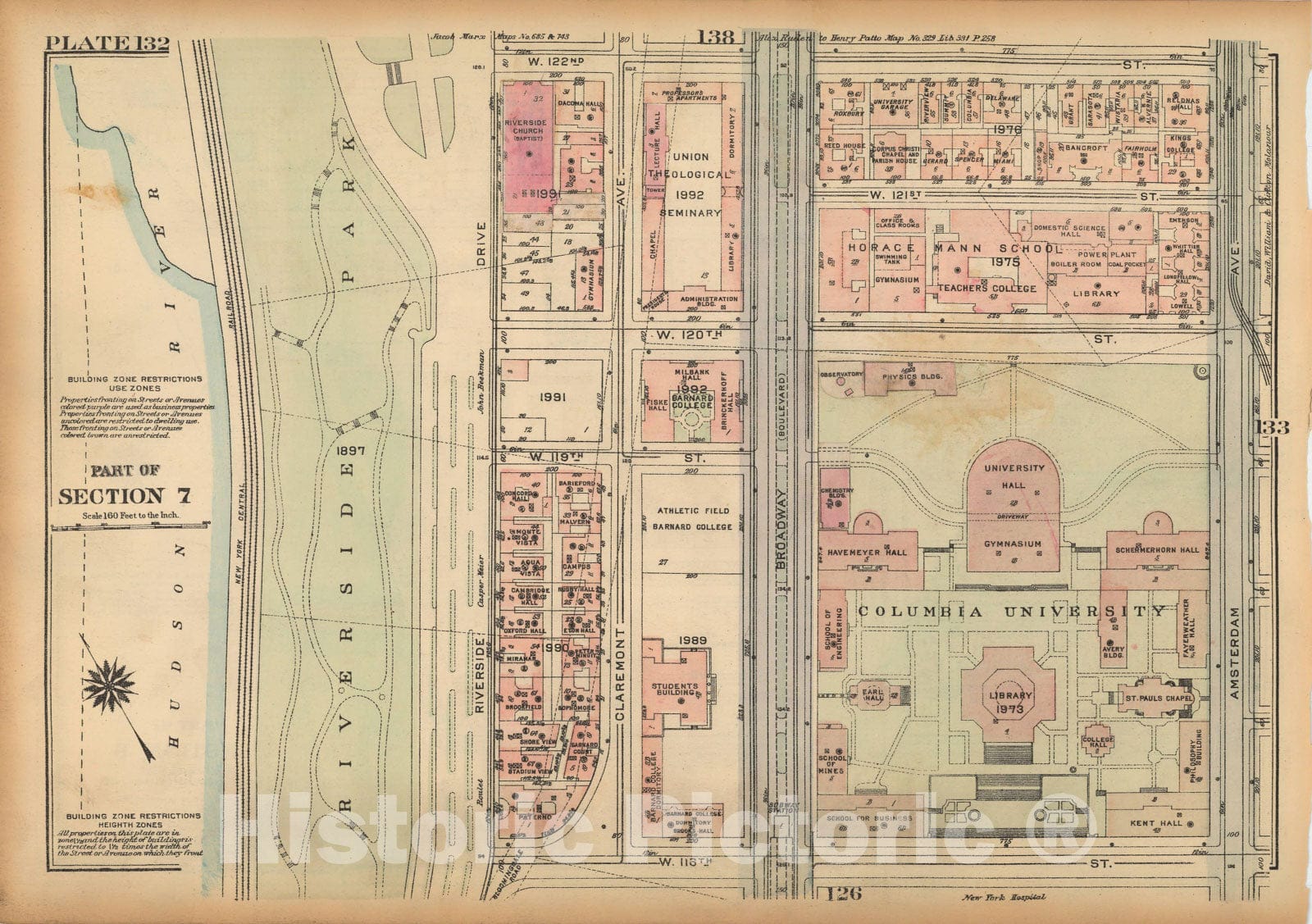 Historic Map : Land Book of the Borough of Manhattan, City of NY, Manhattan 1925 Plate 132 , Vintage Wall Art