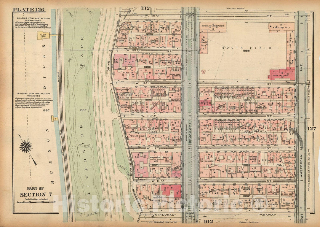 Historic Map : Land Book of the Borough of Manhattan, City of NY, Manhattan 1925 Plate 126 , Vintage Wall Art