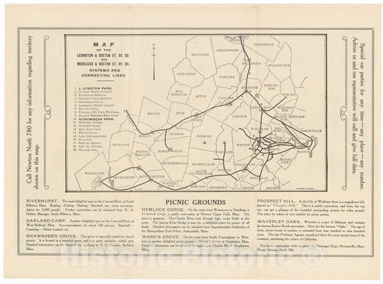 Historic Map : Lexington & Boston and Middlesex & Boston St. Rys 1910 Transit Cartography , Vintage Wall Art