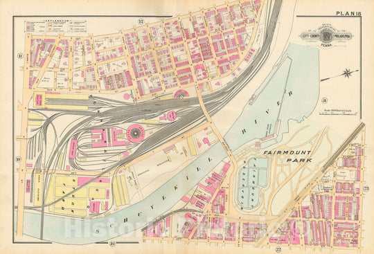 Historic Map : Baist's Property Atlas of Philadelphia, Philadelphia 1895 Plate 018 , Vintage Wall Art