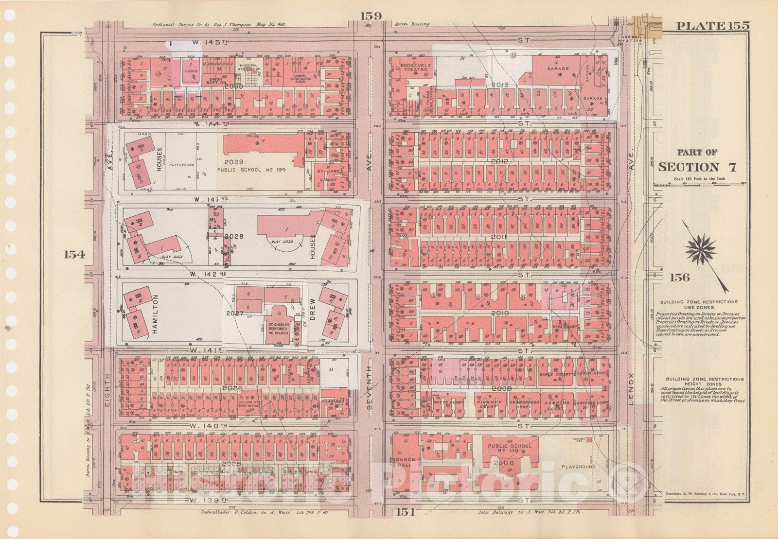 Historic Map : Manhattan Land Book 1955 - Updated Through Nov 7th, New York City 1975 Plate 155 , Vintage Wall Art