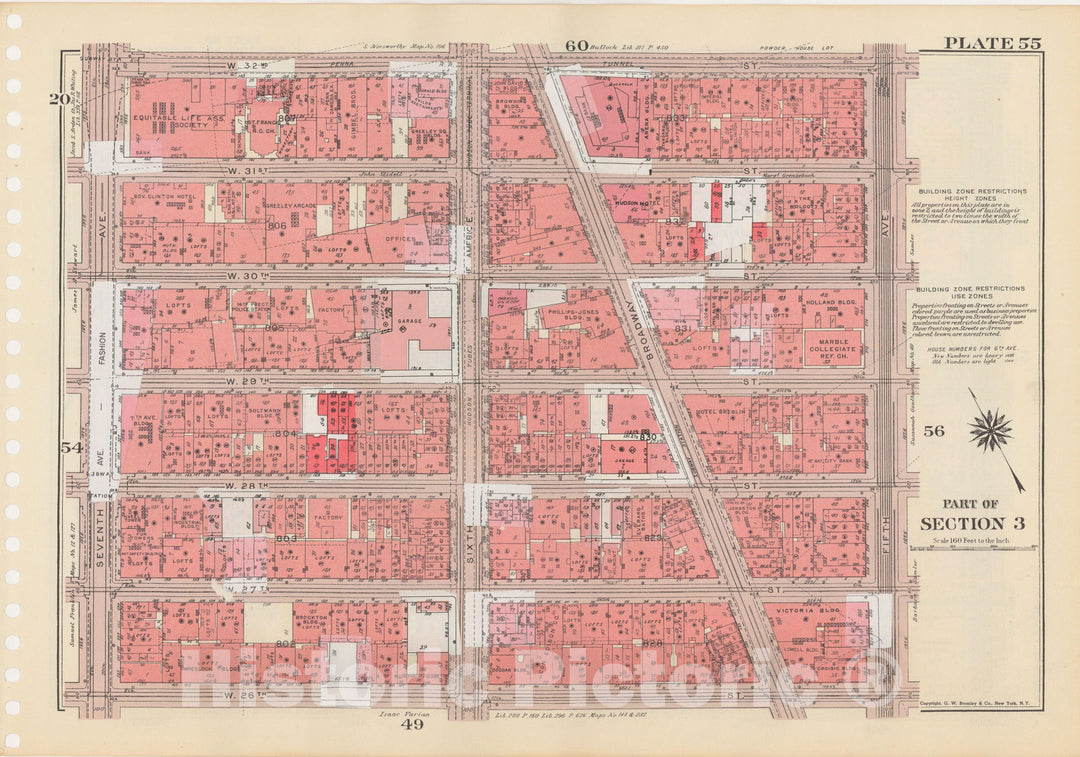 Historic Map : Manhattan Land Book 1955 - Updated Through Nov 7th, New York City 1975 Plate 055 , Vintage Wall Art