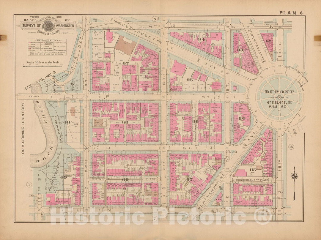 Historic Map : Atlas of Washington D.C. Volume 1 (Inner NW), Washington 1939 Plate 006 , Vintage Wall Art