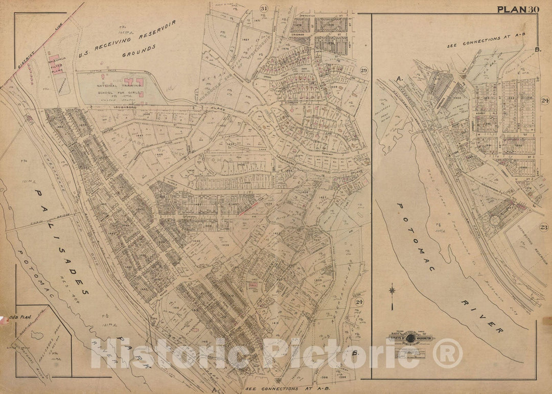 Historic Map : Atlas of Washington D.C. Volume 3 (Outer NW), Washington 1937 Plate 030 , Vintage Wall Art