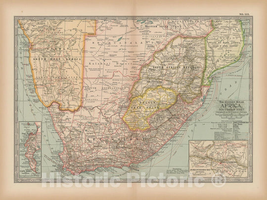 Historic Map : Africa 1897 , The Century Atlas World , v3, Vintage Wall Art