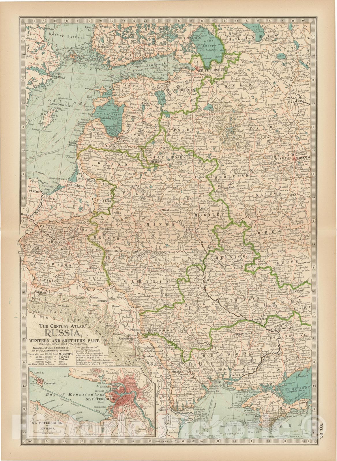 Historic Map : Russia & Finland & Belorussia & Ukraine & Latvia & Estonia & Lithuania 1914 Century Atlas , Vintage Wall Art