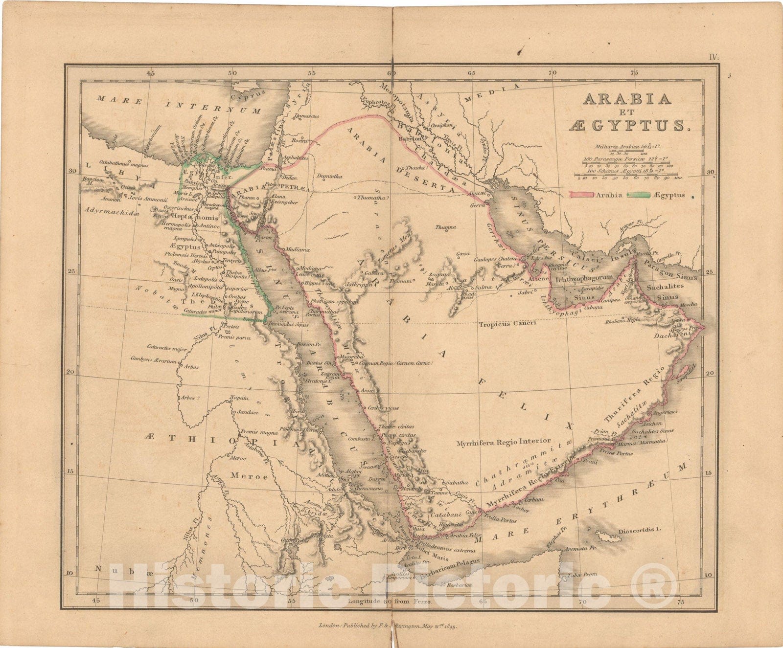 Historic Map : First Classical Atlas, Ancient Arabia and Egypt 1849 , Vintage Wall Art