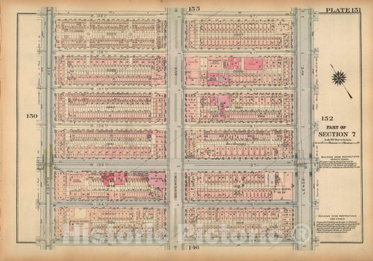 Historic Map : Land Book of the Borough of Manhattan, City of NY, Manhattan 1925 Plate 151 , Vintage Wall Art