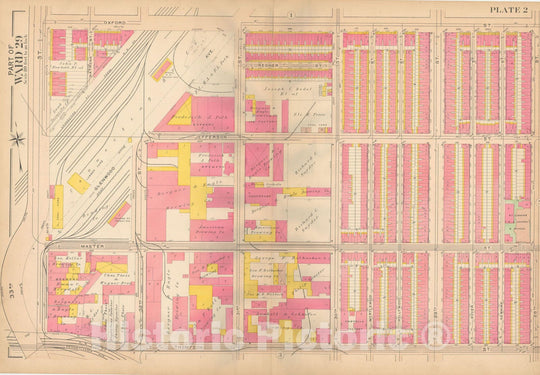 Historic Map : Philadelphia 1907 Plate 002 , Atlas 20th and 29th Wards of the City of Philadelphia , Vintage Wall Art