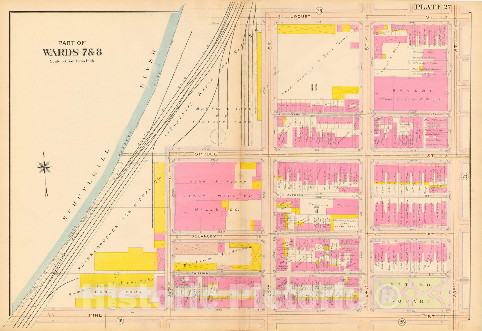 Historic Map : Philadelphia 1908 Plate 027 , Vintage Wall Art