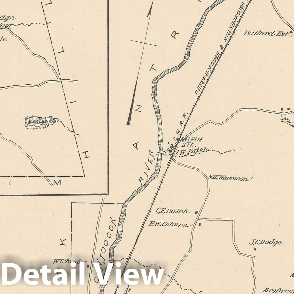 Historic Map : Bennington & Windsor 1892 , Town and City Atlas State of New Hampshire , Vintage Wall Art