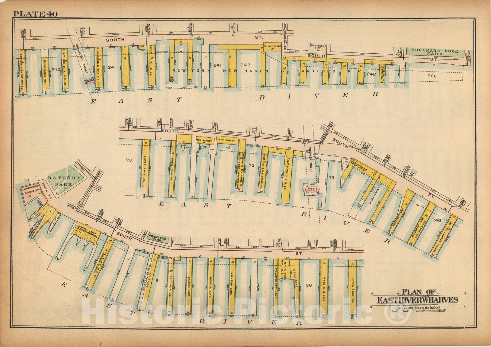 Historic Map : Land Book of the Borough of Manhattan, City of NY, Manhattan 1925 Plate 040 , Vintage Wall Art