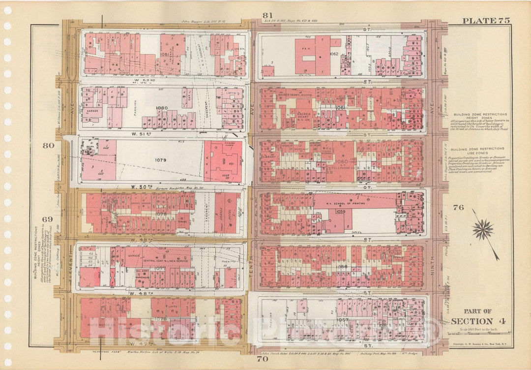 Historic Map : Manhattan Land Book 1955 - Updated Through Nov 7th, New York City 1975 Plate 075 , Vintage Wall Art