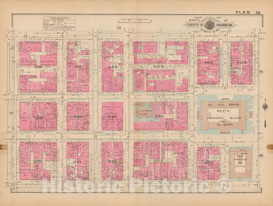 Historic Map : Atlas of Washington D.C. Volume 1 (Inner NW), Washington 1939 Plate 030 , Vintage Wall Art