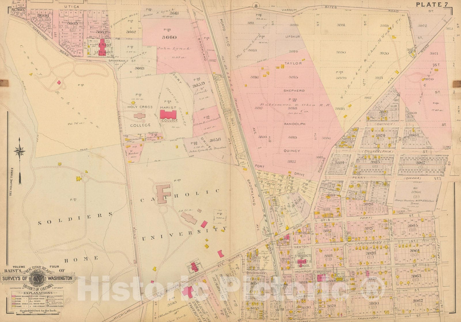 Historic Map : Atlas of Washington D.C. Volume 4 (NE, SE), Washington 1907 Plate 007 , Vintage Wall Art