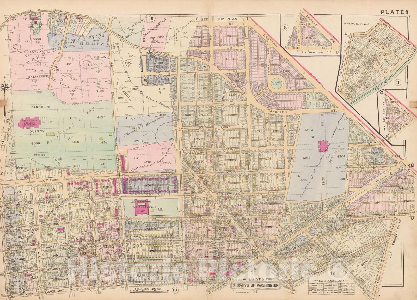 Historic Map : Atlas of Washington D.C. Volume 4 (NE, SE), Washington 1927 Plate 009 , Vintage Wall Art